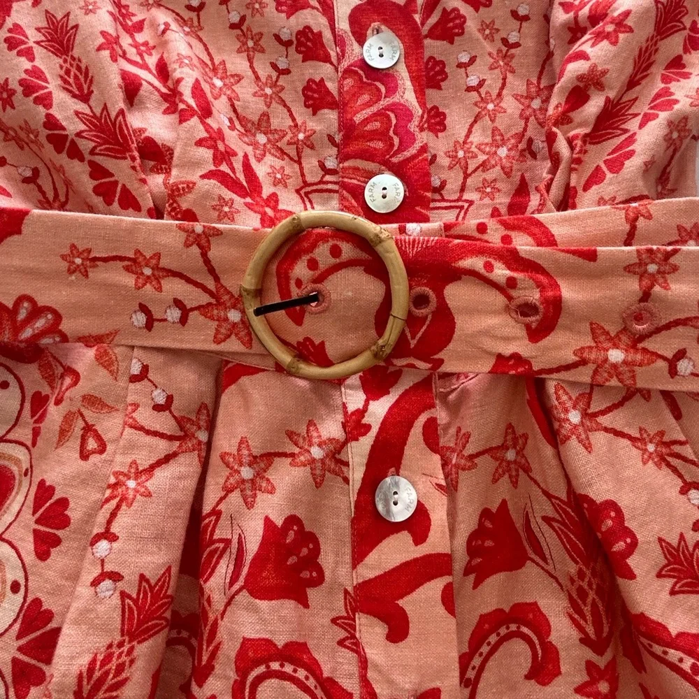 Farm Rio Jaipur Linen Print Romper with Belt - Picture 12 of 13